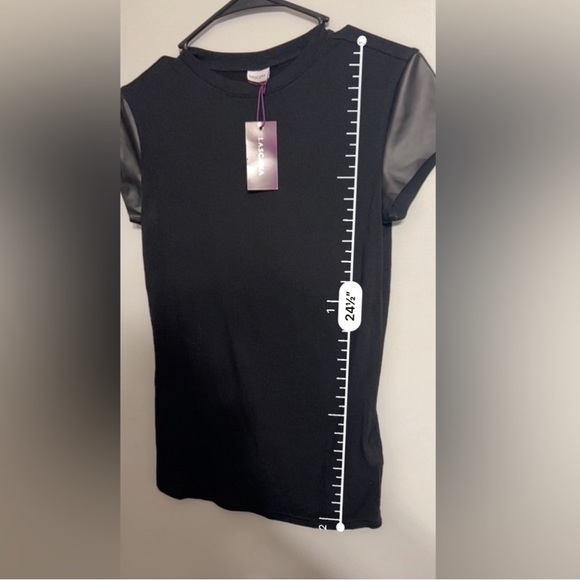 Sz 4/6 NWT Lascana top faux leather sleeves - Picture 3 of 9